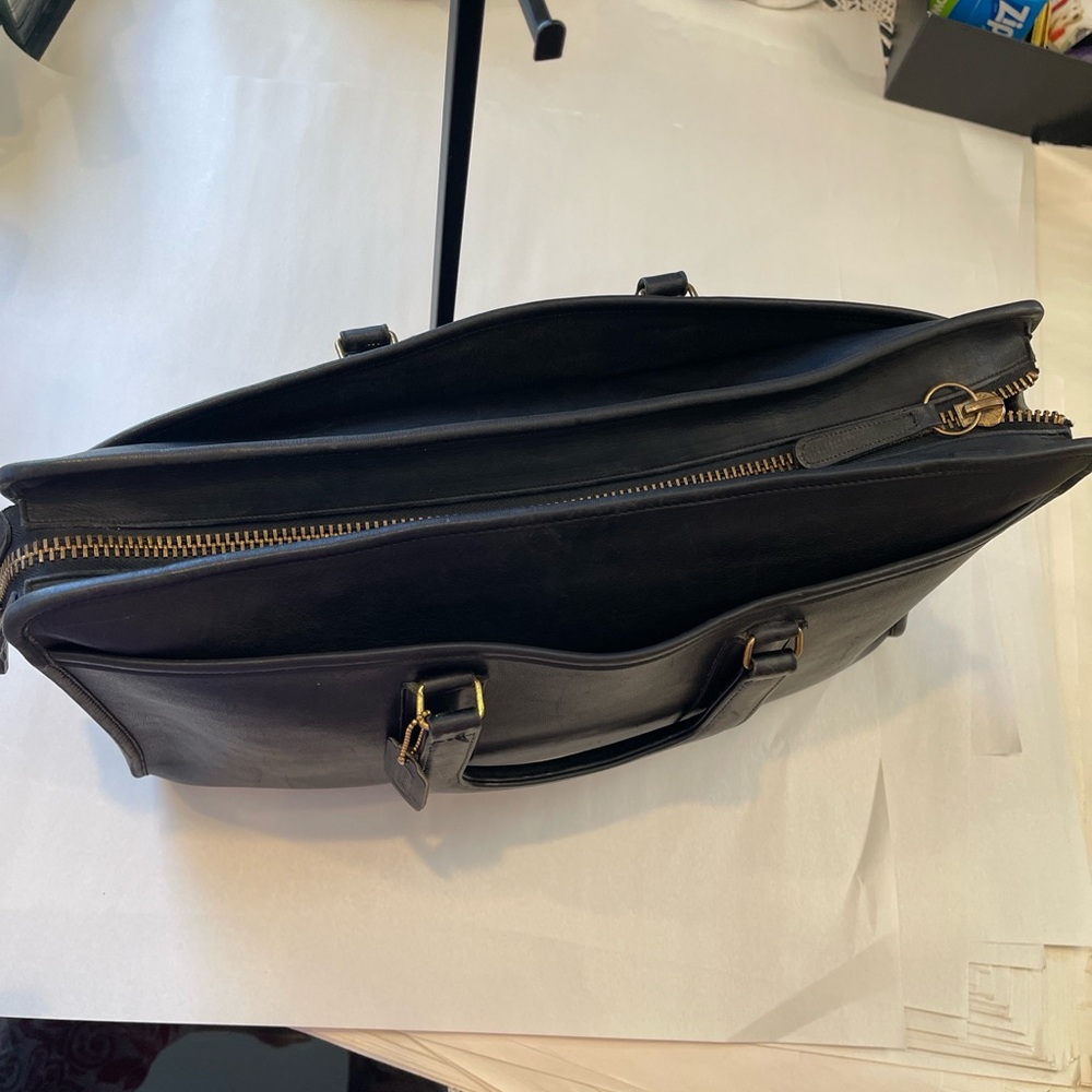 Coach VTG Black Leather Briefcase Tote Structured Top Handle Work Laptop Bag USA - Picture 8 of 17